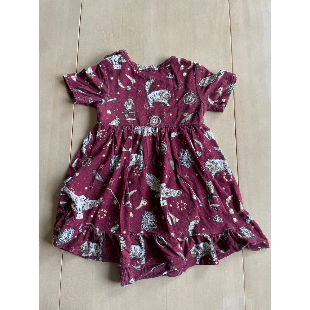 Posh Peanut Harry Potter Gryffindor Hedwig Twirl Dress Burgundy 12-18M
